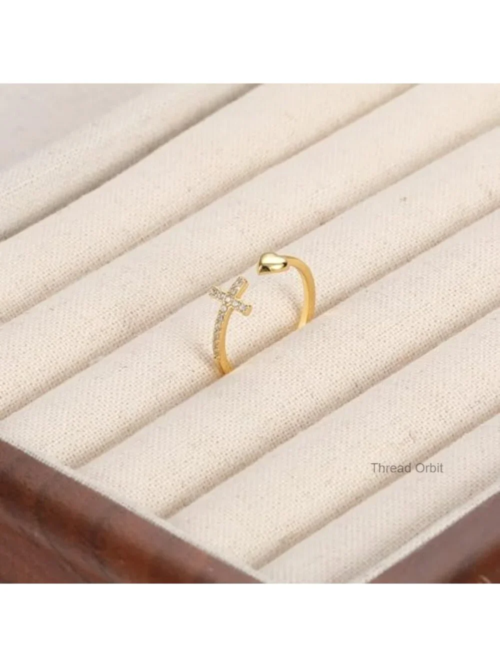 S925 Sterling Silver Cross Ring Adjustable Cubic Zirconia Thumb Ring Prayer